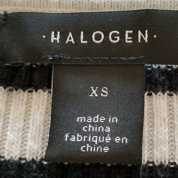 Women's Halogen size XS long sleeve striped (white and black) top - Picture 2 of 8